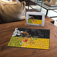 Aotearoa New Zealand And Australia Basketball Custom Puzzle Maori Tribal Tattoo And Aboriginal Dot Art Heritage