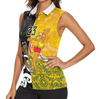 Aotearoa New Zealand And Australia Basketball Custom Women Sleeveless Polo Shirt Maori Tribal Tattoo And Aboriginal Dot Art Heritage