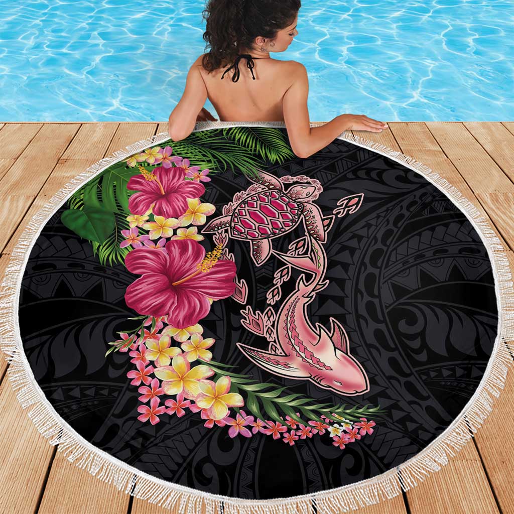 Hawaiian Tropical Plants Turtle and Shark Beach Blanket Polynesian Art Tattoo LT03 - Polynesian Pride