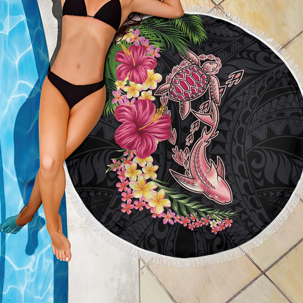 Hawaiian Tropical Plants Turtle and Shark Beach Blanket Polynesian Art Tattoo LT03 - Polynesian Pride