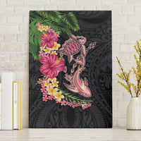 Hawaiian Tropical Plants Turtle and Shark Canvas Wall Art Polynesian Art Tattoo LT03 Without Frame Black - Polynesian Pride