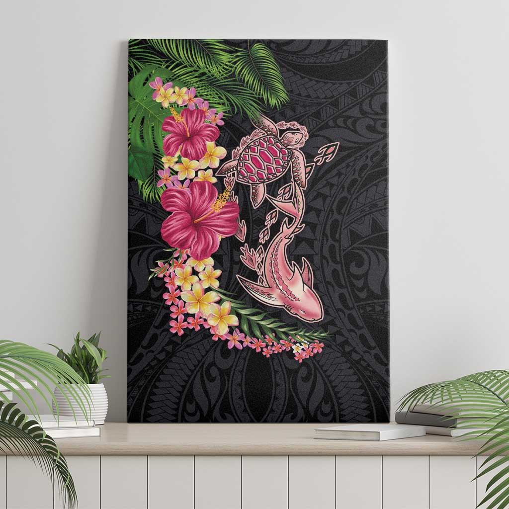 Hawaiian Tropical Plants Turtle and Shark Canvas Wall Art Polynesian Art Tattoo LT03 - Polynesian Pride