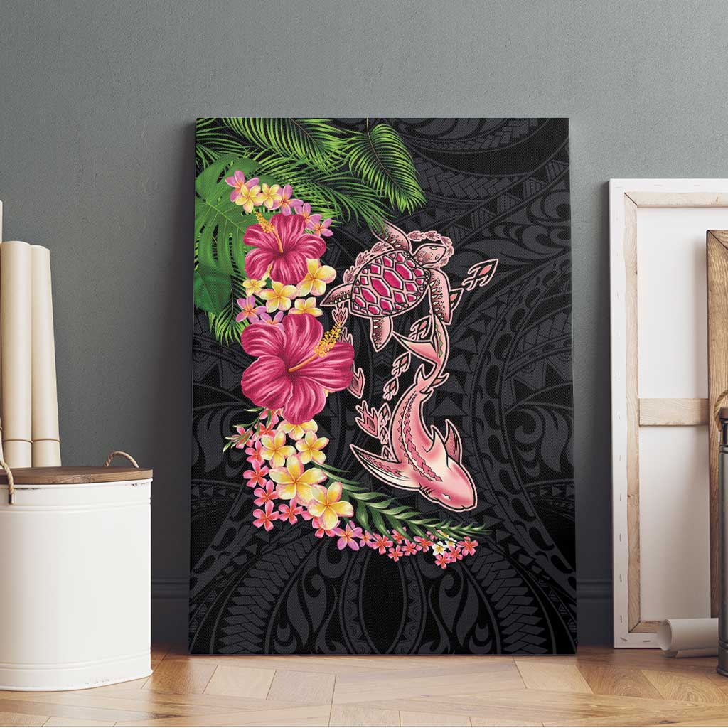 Hawaiian Tropical Plants Turtle and Shark Canvas Wall Art Polynesian Art Tattoo LT03 - Polynesian Pride