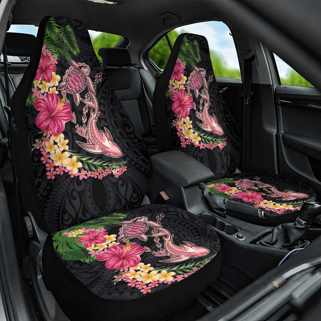 Hawaiian Tropical Plants Turtle and Shark Car Seat Cover Polynesian Art Tattoo