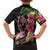 Hawaiian Tropical Plants Turtle and Shark Family Matching Off The Shoulder Long Sleeve Dress and Hawaiian Shirt Polynesian Art Tattoo