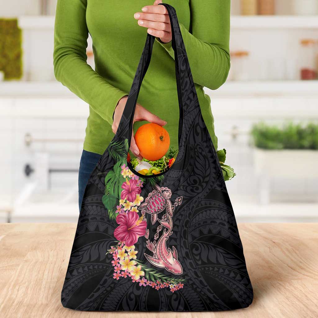 Hawaiian Tropical Plants Turtle and Shark Grocery Bag Polynesian Art Tattoo LT03 - Polynesian Pride