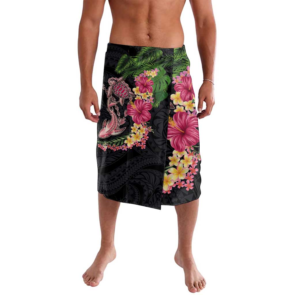 Hawaiian Tropical Plants Turtle and Shark Lavalava Polynesian Art Tattoo