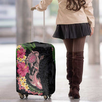 Hawaiian Tropical Plants Turtle and Shark Luggage Cover Polynesian Art Tattoo