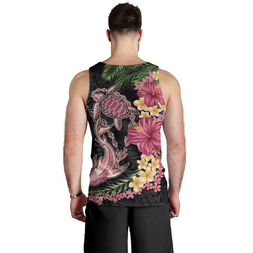Hawaiian Tropical Plants Turtle and Shark Men Tank Top Polynesian Art Tattoo LT03 - Polynesian Pride