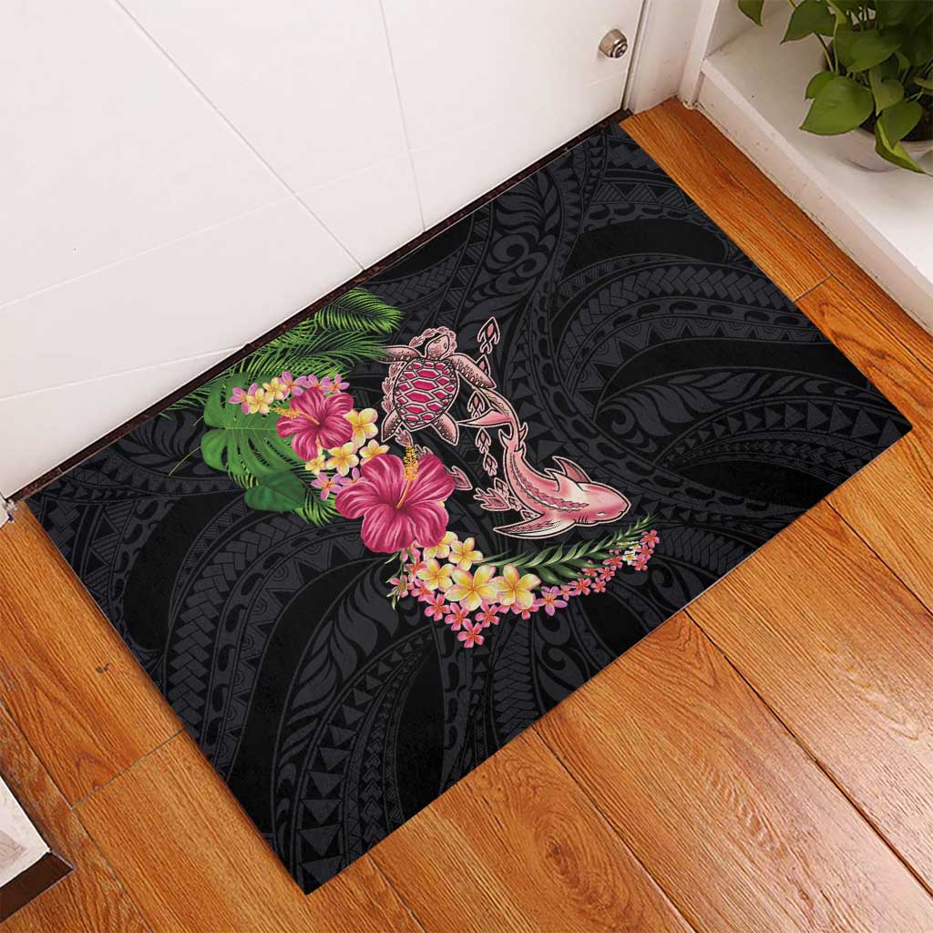 Hawaiian Tropical Plants Turtle and Shark Rubber Doormat Polynesian Art Tattoo LT03 - Polynesian Pride