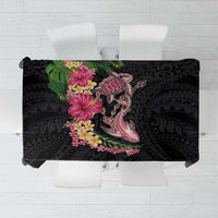 Hawaiian Tropical Plants Turtle and Shark Tablecloth Polynesian Art Tattoo LT03 Black - Polynesian Pride