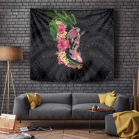 Hawaiian Tropical Plants Turtle and Shark Tapestry Polynesian Art Tattoo