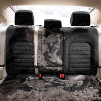 Hawaiian Tropical Plants Turtle and Shark Back Car Seat Cover Polynesian Art Tattoo Grayscale Color