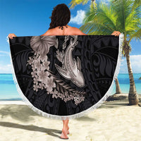 Hawaiian Tropical Plants Turtle and Shark Beach Blanket Polynesian Art Tattoo Grayscale Color LT03 - Polynesian Pride