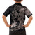 Hawaiian Tropical Plants Turtle and Shark Family Matching Puletasi and Hawaiian Shirt Polynesian Art Tattoo Grayscale Color