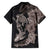 Hawaiian Tropical Plants Turtle and Shark Family Matching Puletasi and Hawaiian Shirt Polynesian Art Tattoo Grayscale Color