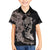Hawaiian Tropical Plants Turtle and Shark Family Matching Puletasi and Hawaiian Shirt Polynesian Art Tattoo Grayscale Color