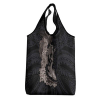 Hawaiian Tropical Plants Turtle and Shark Grocery Bag Polynesian Art Tattoo Grayscale Color LT03 - Polynesian Pride