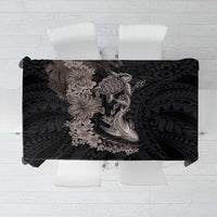 Hawaiian Tropical Plants Turtle and Shark Tablecloth Polynesian Art Tattoo Grayscale Color LT03 Black - Polynesian Pride