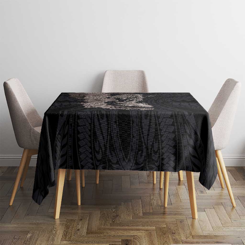 Hawaiian Tropical Plants Turtle and Shark Tablecloth Polynesian Art Tattoo Grayscale Color LT03 - Polynesian Pride
