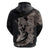 Hawaiian Tropical Plants Turtle and Shark Zip Hoodie Polynesian Art Tattoo Grayscale Color