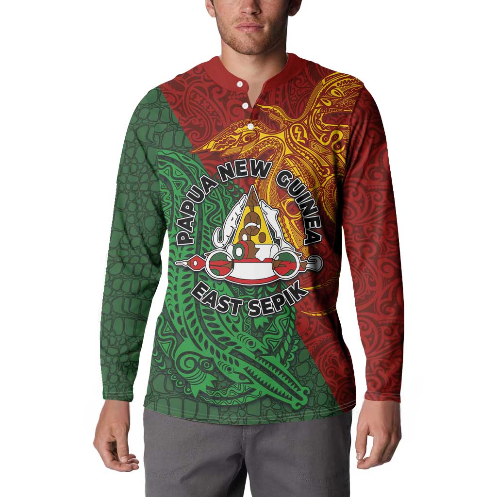 Papua New Guinea East Sepik Province Button Sweatshirt Tribal Crocodile Birds of Paradise Melanesian Tattoo