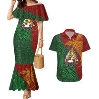 Papua New Guinea East Sepik Province Couples Matching Mermaid Dress and Hawaiian Shirt Tribal Crocodile Birds of Paradise Melanesian Tattoo