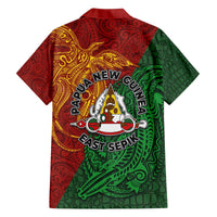 Papua New Guinea East Sepik Province Family Matching Off The Shoulder Long Sleeve Dress and Hawaiian Shirt Tribal Crocodile Birds of Paradise Melanesian Tattoo