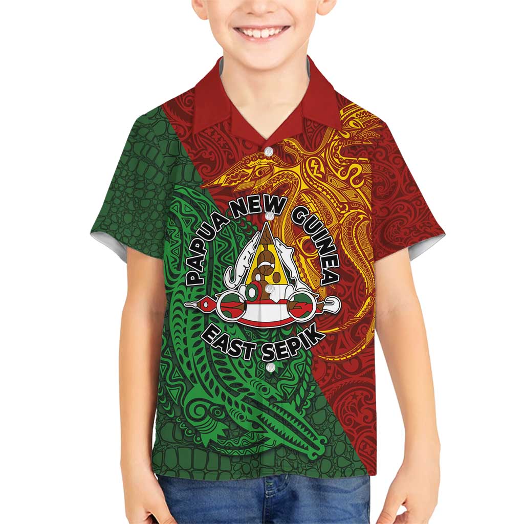 Papua New Guinea East Sepik Province Family Matching Puletasi and Hawaiian Shirt Tribal Crocodile Birds of Paradise Melanesian Tattoo