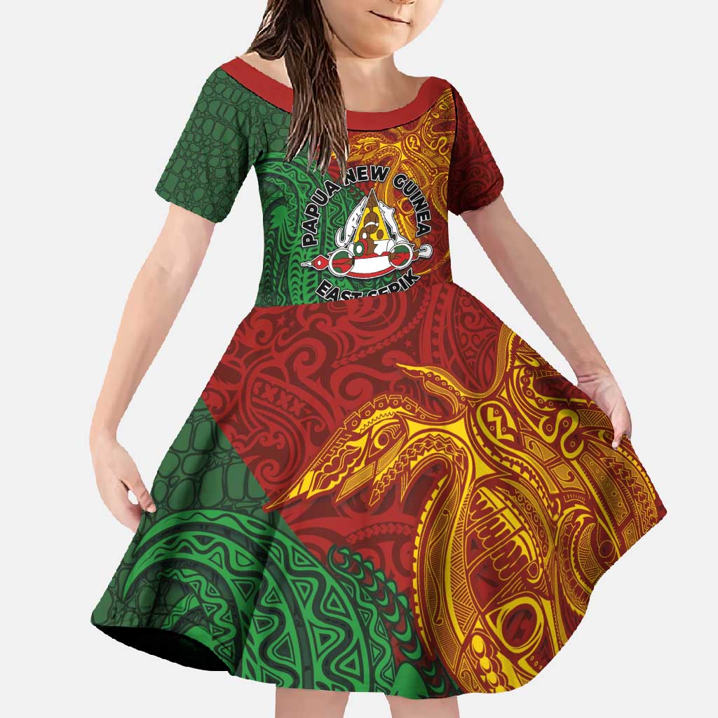 Papua New Guinea East Sepik Province Family Matching Summer Maxi Dress and Hawaiian Shirt Tribal Crocodile Birds of Paradise Melanesian Tattoo