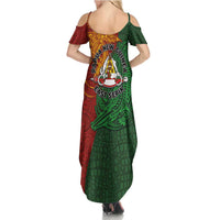 Papua New Guinea East Sepik Province Family Matching Summer Maxi Dress and Hawaiian Shirt Tribal Crocodile Birds of Paradise Melanesian Tattoo
