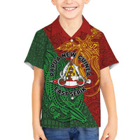 Papua New Guinea East Sepik Province Family Matching Summer Maxi Dress and Hawaiian Shirt Tribal Crocodile Birds of Paradise Melanesian Tattoo