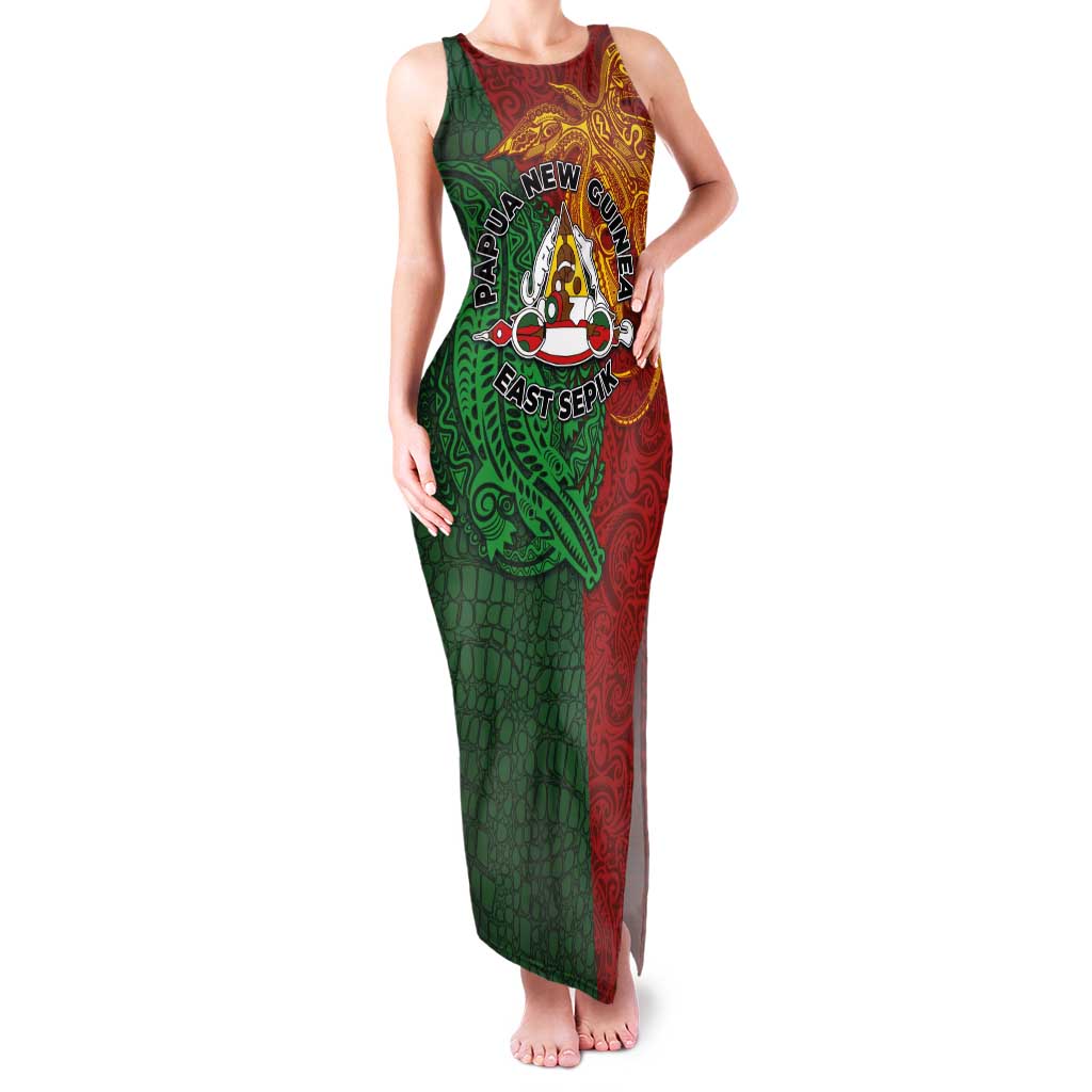 Papua New Guinea East Sepik Province Family Matching Tank Maxi Dress and Hawaiian Shirt Tribal Crocodile Birds of Paradise Melanesian Tattoo