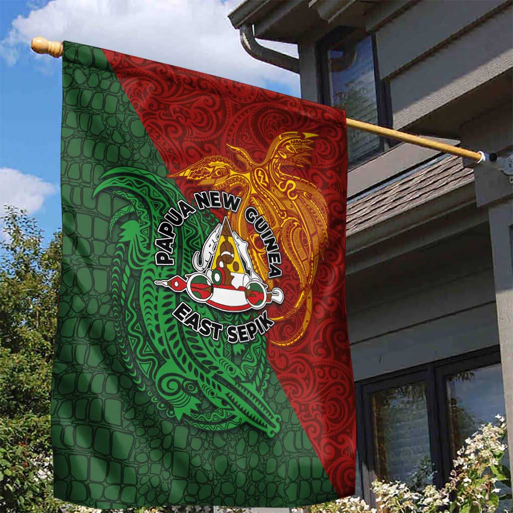 Papua New Guinea East Sepik Province Garden Flag Tribal Crocodile Birds of Paradise Melanesian Tattoo