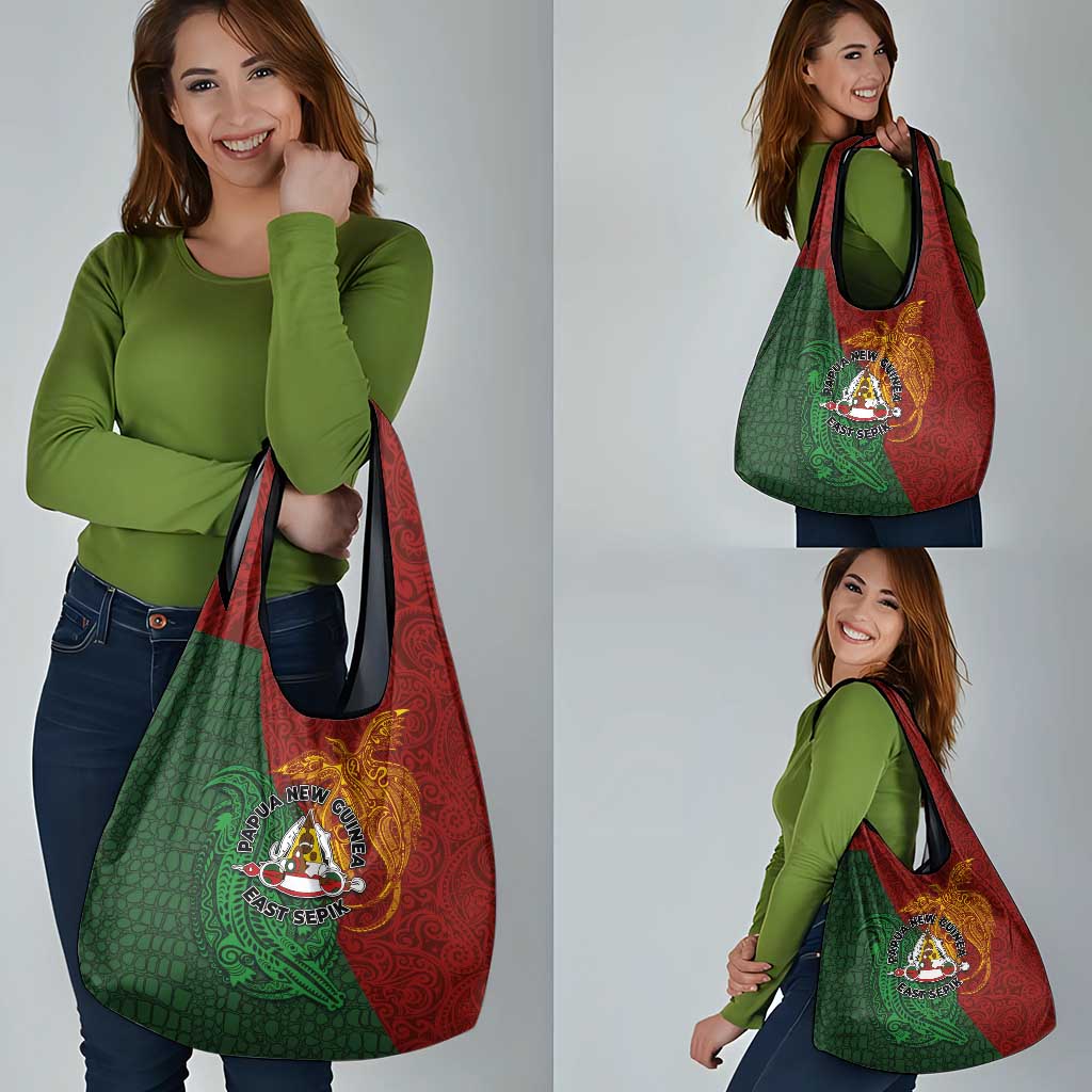 Papua New Guinea East Sepik Province Grocery Bag Tribal Crocodile Birds of Paradise Melanesian Tattoo