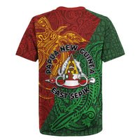 Papua New Guinea East Sepik Province Rugby Jersey Tribal Crocodile Birds of Paradise Melanesian Tattoo