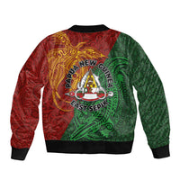 Papua New Guinea East Sepik Province Sleeve Zip Bomber Jacket Tribal Crocodile Birds of Paradise Melanesian Tattoo