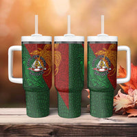 Papua New Guinea East Sepik Province Tumbler With Handle Tribal Crocodile Birds of Paradise Melanesian Tattoo