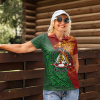 Papua New Guinea East Sepik Province Women Polo Shirt Tribal Crocodile Birds of Paradise Melanesian Tattoo