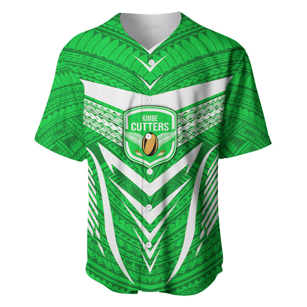 Kimbe Cutters Rugby Baseball Jersey Papua New Guinea Polynesian Tattoo Green Version LT03 Green - Polynesian Pride