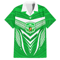 Kimbe Cutters Rugby Family Matching Off Shoulder Maxi Dress and Hawaiian Shirt Papua New Guinea Polynesian Tattoo Green Version LT03 Dad's Shirt - Short Sleeve Green - Polynesian Pride