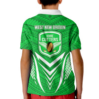 Kimbe Cutters Rugby Kid Polo Shirt Papua New Guinea Polynesian Tattoo Green Version LT03 - Polynesian Pride