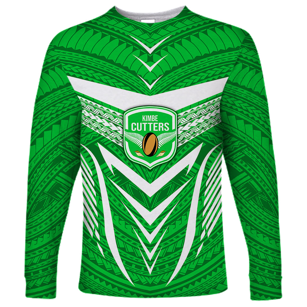 Kimbe Cutters Rugby Long Sleeve Shirt Papua New Guinea Polynesian Tattoo Green Version LT03 Unisex Green - Polynesian Pride