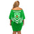 Kimbe Cutters Rugby Off Shoulder Short Dress Papua New Guinea Polynesian Tattoo Green Version LT03 - Polynesian Pride