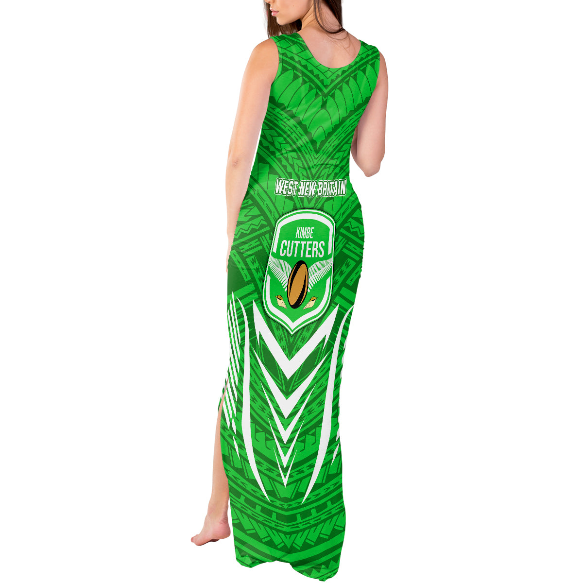 Kimbe Cutters Rugby Tank Maxi Dress Papua New Guinea Polynesian Tattoo Green Version LT03 - Polynesian Pride