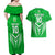 Custom Kimbe Cutters Rugby Couples Matching Off Shoulder Maxi Dress and Hawaiian Shirt Papua New Guinea Polynesian Tattoo Green Version LT03 - Polynesian Pride