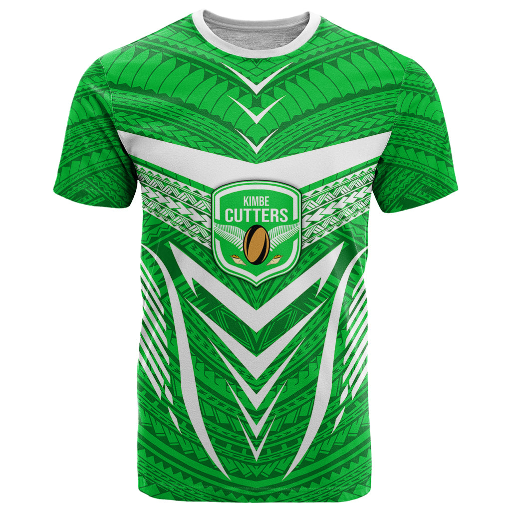 Custom Kimbe Cutters Rugby T Shirt Papua New Guinea Polynesian Tattoo Green Version LT03 Green - Polynesian Pride