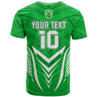 Custom Kimbe Cutters Rugby T Shirt Papua New Guinea Polynesian Tattoo Green Version LT03 - Polynesian Pride