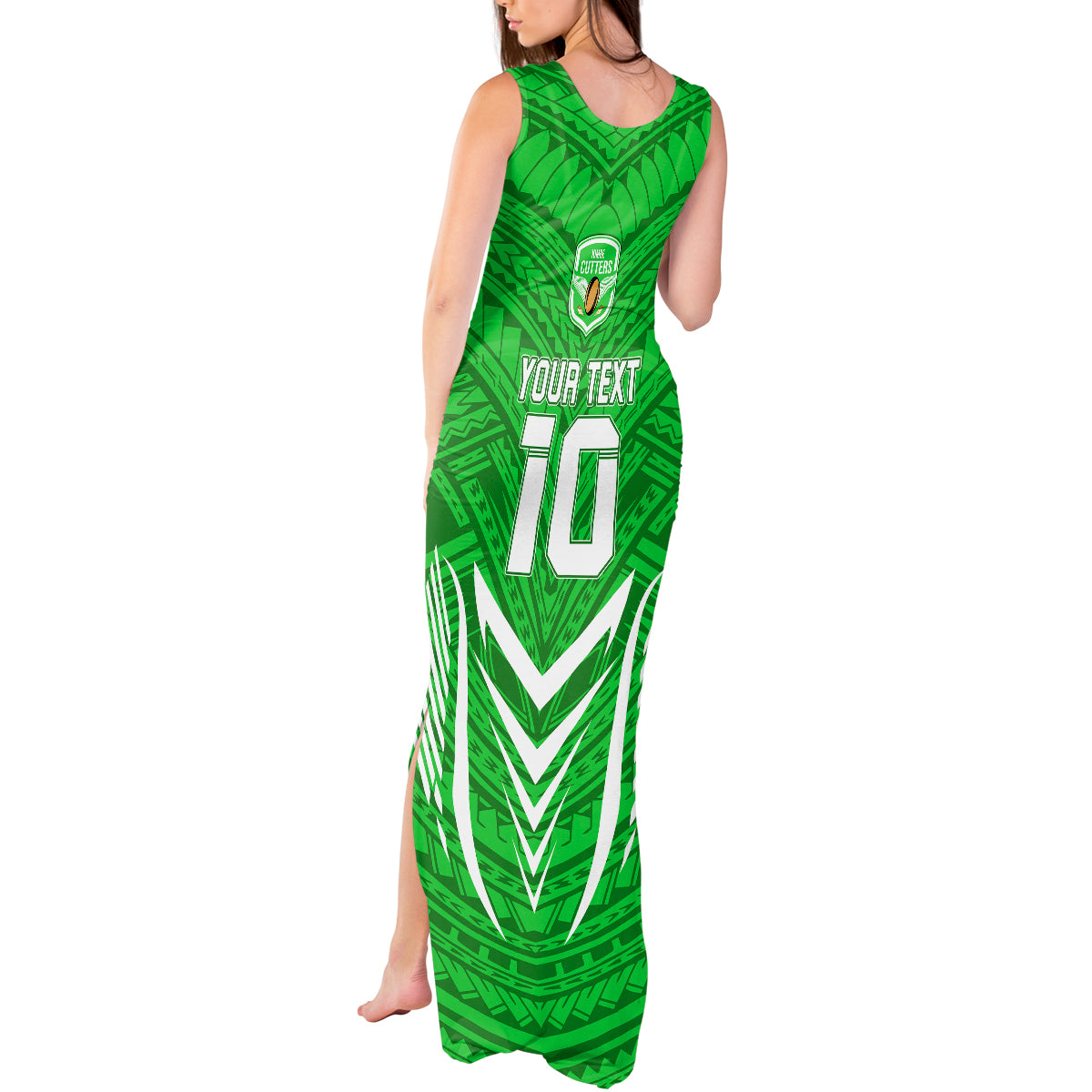 Custom Kimbe Cutters Rugby Tank Maxi Dress Papua New Guinea Polynesian Tattoo Green Version LT03 - Polynesian Pride