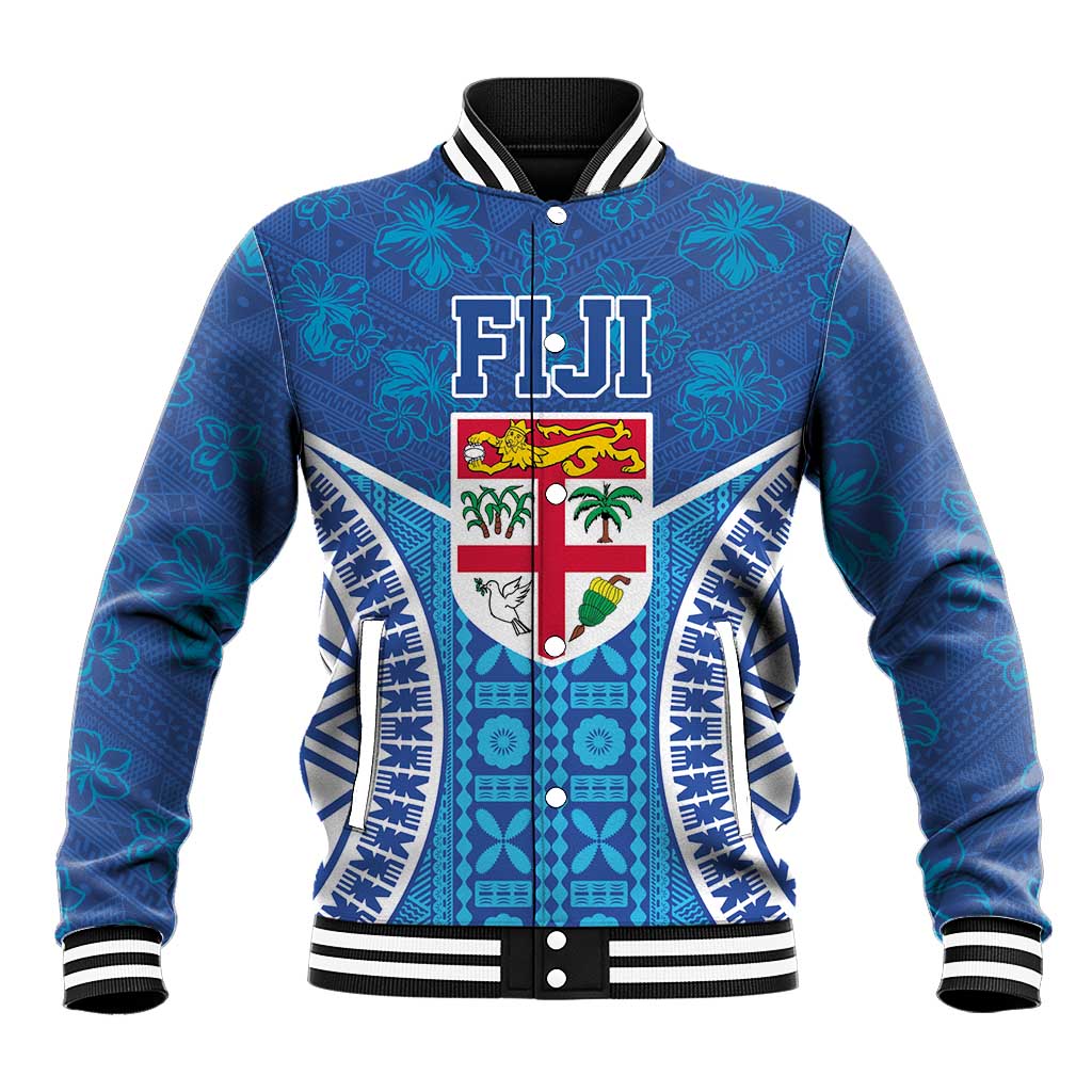 Fiji Day Baseball Jacket Fijian Masi Tribal Hibiscus Tattoo and Tapa Pattern